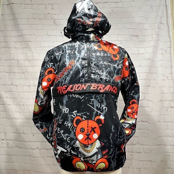 REASON BRAND anorak windbreaker Punk Star Bear Perfext for the cooler weathers L - Picture 1 of 15